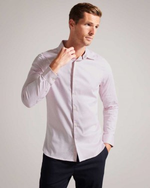 Pink Ted Baker Faenza Long Sleeve Geometric Shirt | ZA0000966