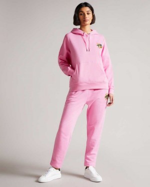 Pink Ted Baker Nicolez Jersey Jogger With Flower | ZA0001511