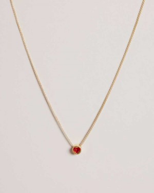 Red Ted Baker Harparh Glass Heart Pendant Necklace | ZA0001996