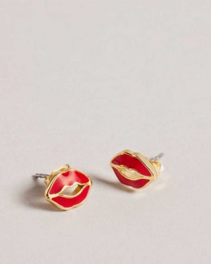 Red Ted Baker Kreshel Kiss Kiss Enamel Stud Earrings | ZA0001945