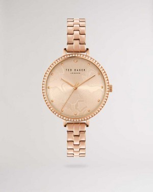 Rose Gold Colour Ted Baker Chessit Crystal Embellished Watch With Stainless Steel Bracelet | ZA0002175