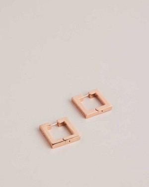 Rose Gold Colour Ted Baker Saadiey Large Square Hinge Earrings | ZA0001966