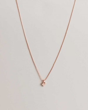 Rose Gold Colour Ted Baker Sarroha Sparkle Heart Pendant Necklace | ZA0002008