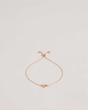 Rose Gold Colour Ted Baker Sarsah Sparkle Heart Drawstring Bracelet | ZA0001890