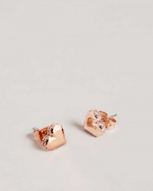 Rose Gold Colour Ted Baker Sersy Sparkle Heart Stud Earrings | ZA0001941