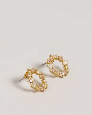 SH PL GOLD Ted Baker Cresina Crystal Hoop Stud Earrings | ZA0001921