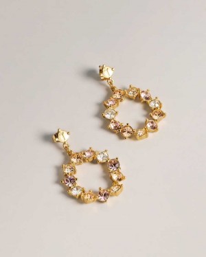 SH PL GOLD Ted Baker Crissty Crystal Hoop Drop Earrings | ZA0001947