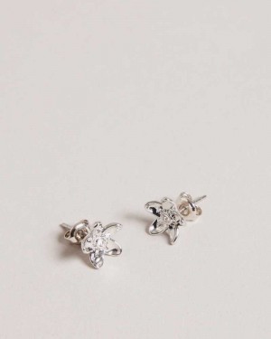 Silver Colour Ted Baker Beaauu Blossom Stud Earrings | ZA0001969