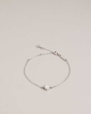 Silver Colour Ted Baker Hansaa Crystal Heart Bracelet | ZA0001885