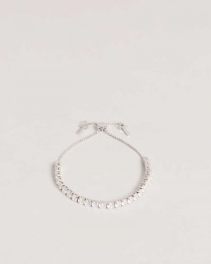 Silver Colour Ted Baker Melrah Crystal Drawstring Bracelet | ZA0001880