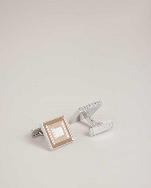 Silver Colour Ted Baker Multii Layered Square Cufflinks | ZA0001817