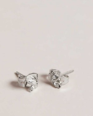 Silver Colour Ted Baker Sereno Butterfly Crystal Nano Stud Earrings | ZA0001976