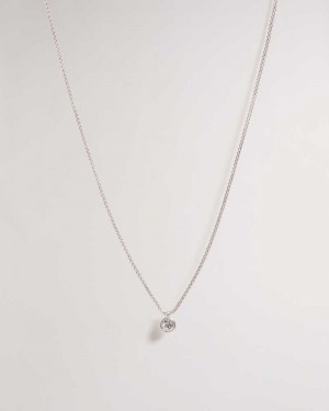 Silver Colour Ted Baker Sininaa Crystal Pendant Necklace | ZA0002012