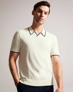 Stone Ted Baker Stortfo Short Sleeve Rayon Polo Shirt | ZA0000894