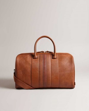 Tan Ted Baker Evyday Striped PU Holdall | ZA0000535