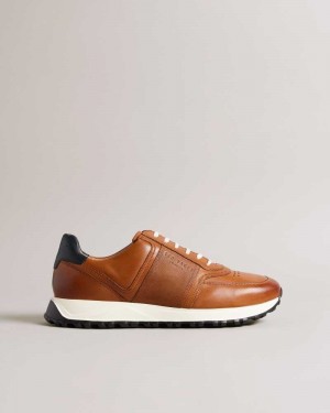 Tan Ted Baker Frayne Saffiano Leather Sneakers | ZA0001719