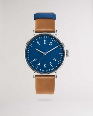 Tan Ted Baker Klocke Brown And Blue Leather Strap Watch | ZA0002109