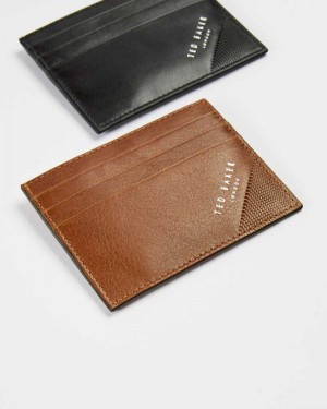 Tan Ted Baker Rifle Embossed Corner Leather Cardholder | ZA0000361