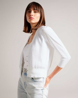 White Ted Baker Baliner Sequin Detail Knit Cardigan | ZA0001370