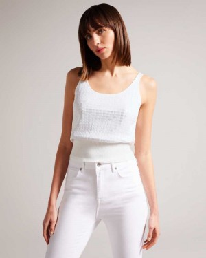 White Ted Baker Bobbiiy Sequin Detail Knitted Vest | ZA0001143