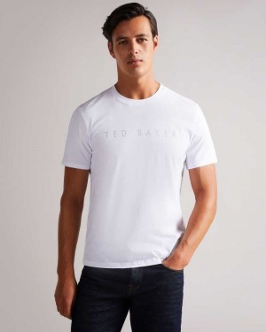 White Ted Baker Broni Short Sleeve Branded T-Shirt | ZA0001245