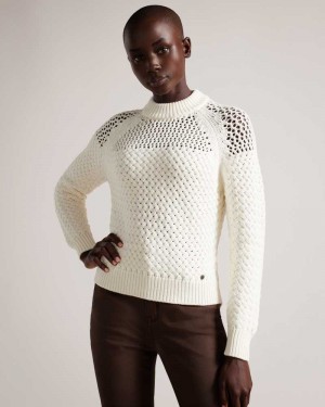 White Ted Baker Hawick Basket Stitch Jumper | ZA0000723