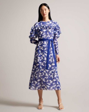 White Ted Baker Marquis Jacquard Paisley Midi Dress | ZA0000232