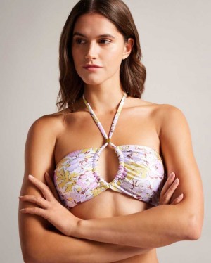 White Ted Baker Telisea Cut Out Detail Bikini Top | ZA0001211