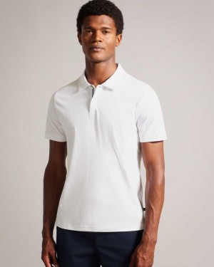 White Ted Baker Zeiter Short Sleeve Slim Fit Polo Shirt | ZA0000900