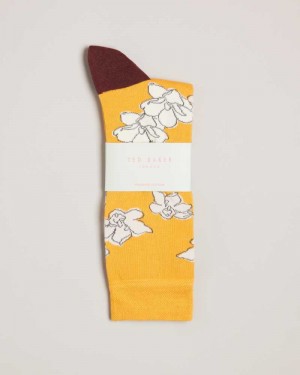 Yellow Ted Baker Britesk Bright Floral Socks | ZA0002079