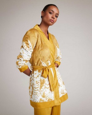 Yellow Ted Baker Hayleie Floral Quilted Robe | ZA0000832