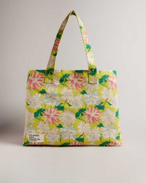 Yellow Ted Baker Kathyy Floral Print Canvas Tote Bag | ZA0000476