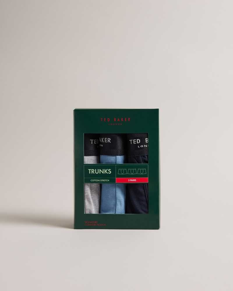 Assorted Ted Baker Erikk Three Pack Of Assorted Cotton Trunks | ZA0001584