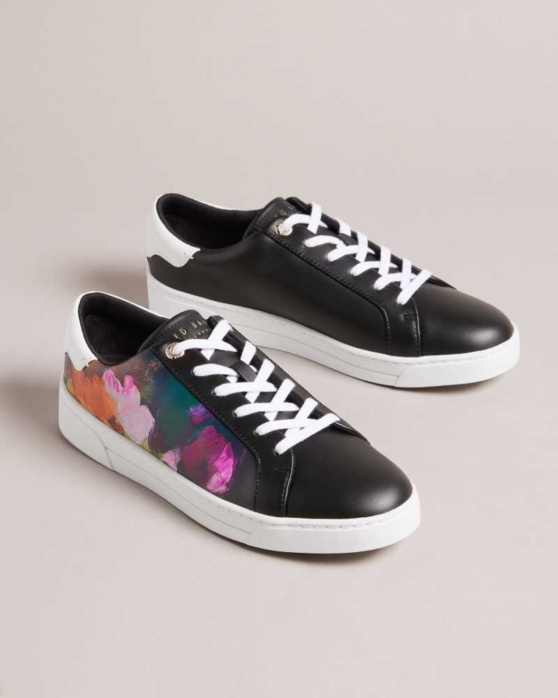 Black Ted Baker Artoh Art Print Leather Cupsole Sneakers | ZA0001718