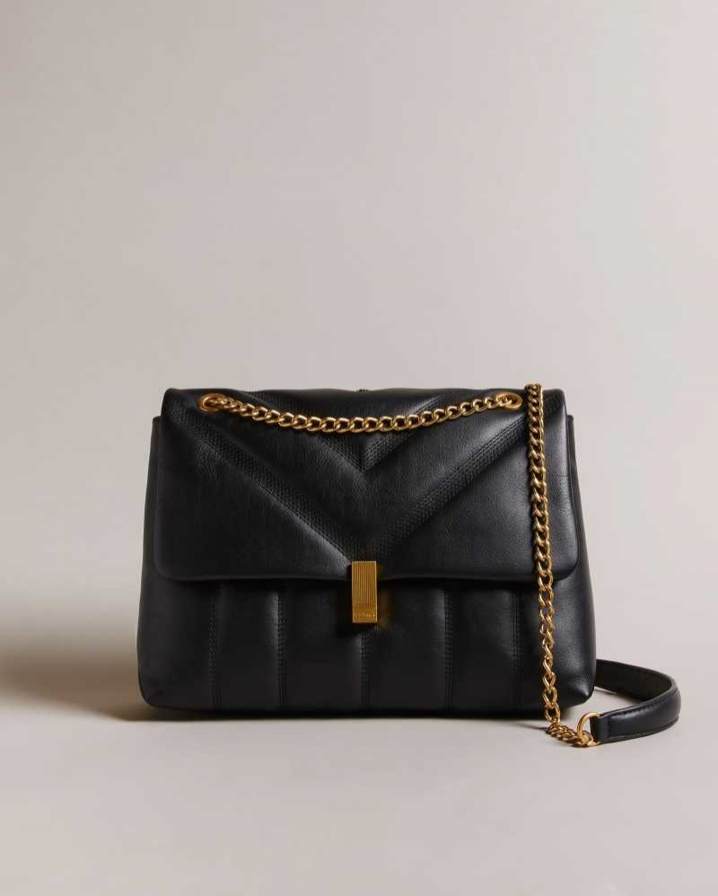 Black Ted Baker Ayasie Leather Puffer Crossbody Bag | ZA0000297