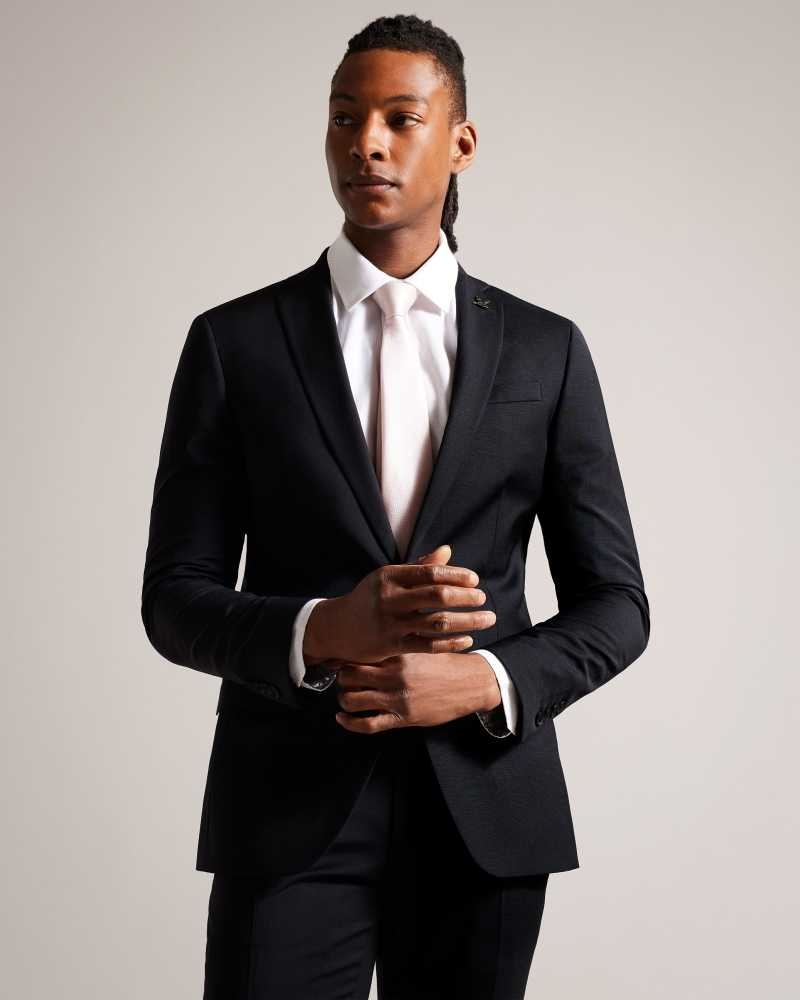 Black Ted Baker Blaisur Black Wool Blend Suit | ZA0001124