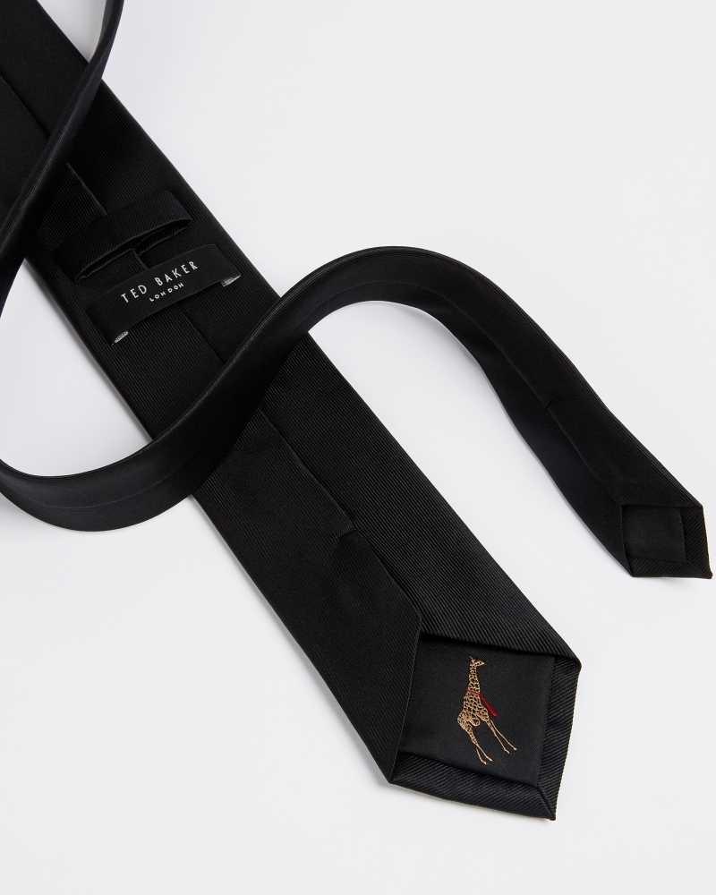 Black Ted Baker Blula Twill Silk Tie | ZA0001150