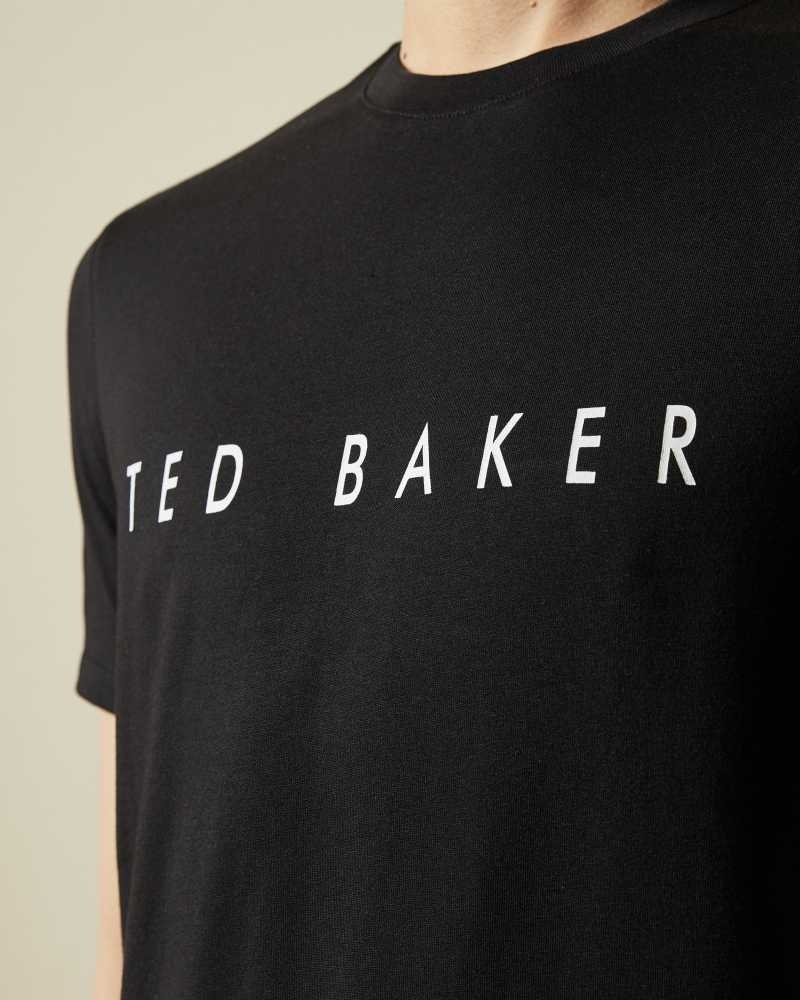 Black Ted Baker Broni Short Sleeve Branded T-Shirt | ZA0001288