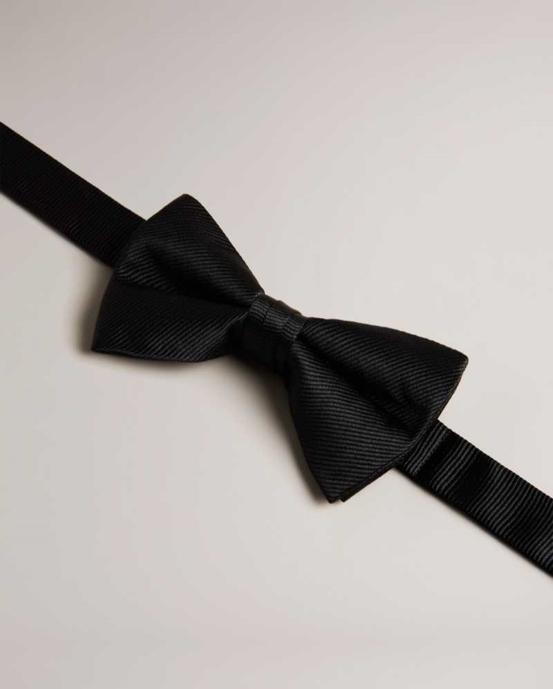 Black Ted Baker Brosney Ottoman Ribbed Silk Bow Tie | ZA0002142