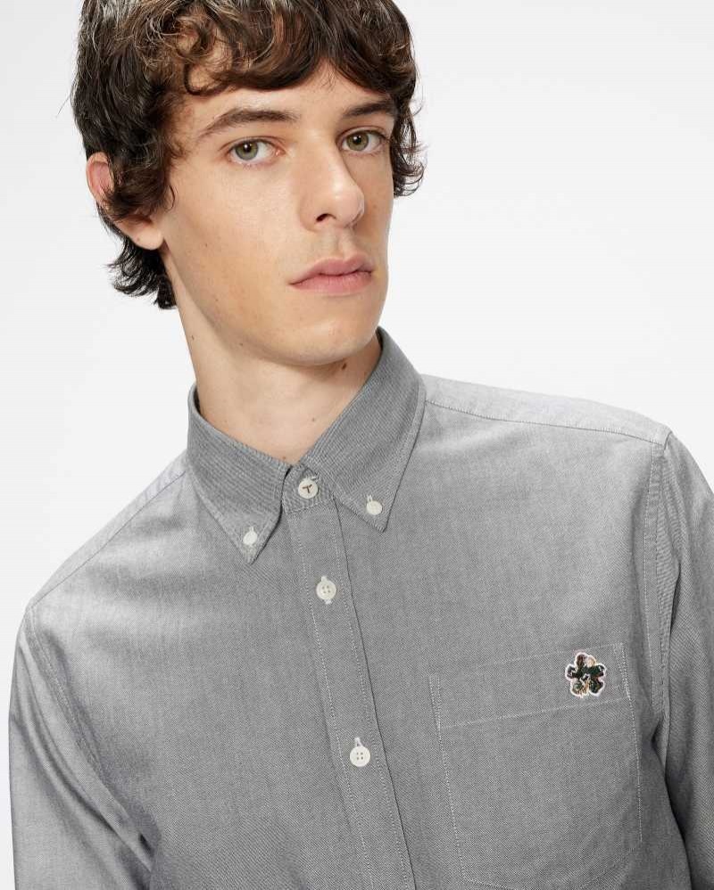 Black Ted Baker Caplet Long Sleeve Oxford Shirt | ZA0000971