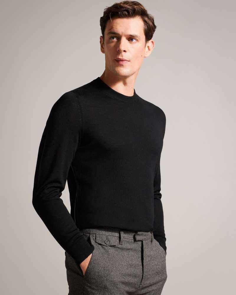 Black Ted Baker Carnby Lightweight Wool Jumper | ZA0000784