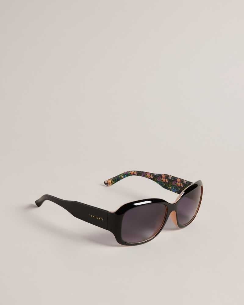 Black Ted Baker Charlsy Oversized Rectangle Frame Sunglasses | ZA0002121