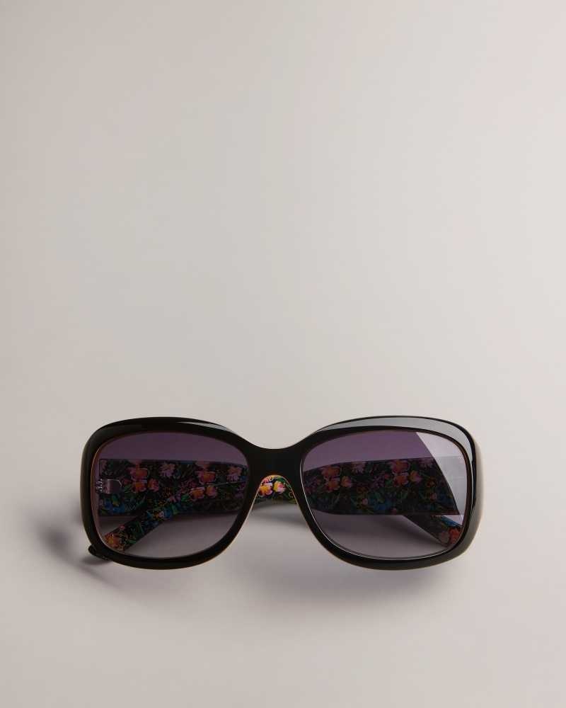 Black Ted Baker Charlsy Oversized Rectangle Frame Sunglasses | ZA0002121