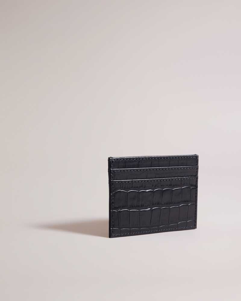 Black Ted Baker Crokina Imitation Croc Card Holder | ZA0000370