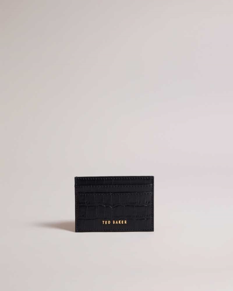 Black Ted Baker Crokina Imitation Croc Card Holder | ZA0000370