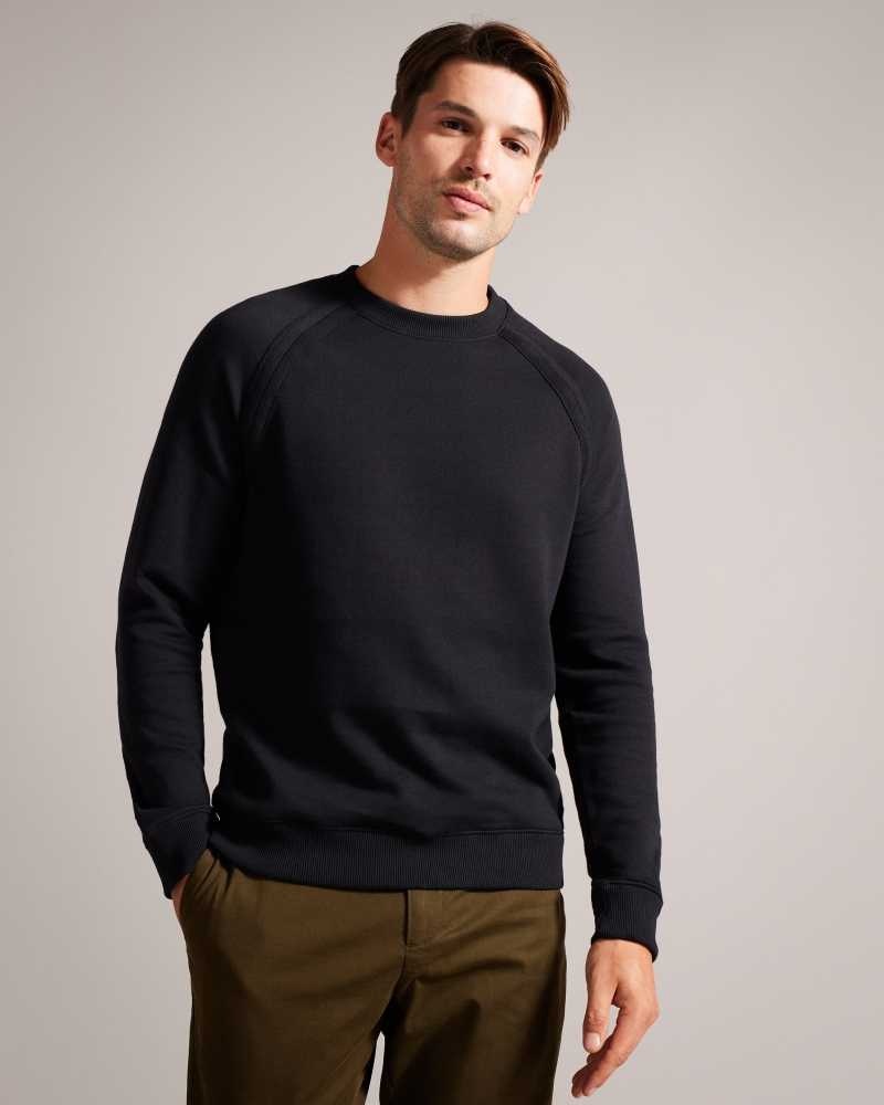 Black Ted Baker Devote Long Sleeve Raglan Detail Sweatshirt | ZA0001166