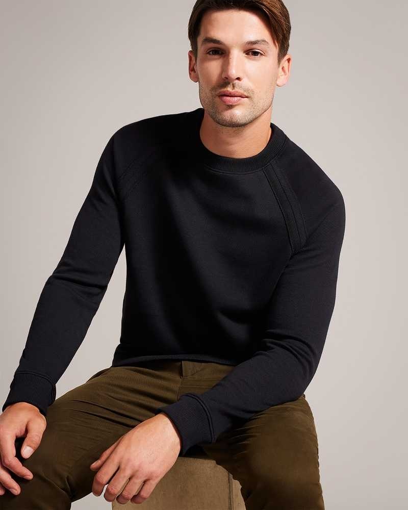 Black Ted Baker Devote Long Sleeve Raglan Detail Sweatshirt | ZA0001166