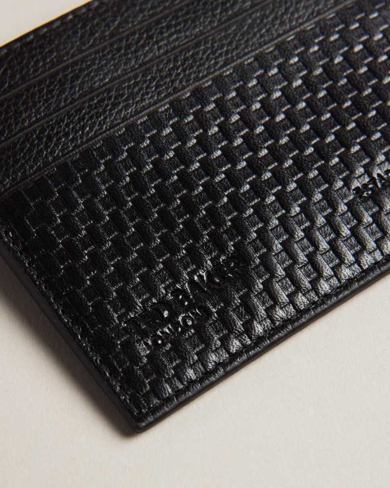 Black Ted Baker Dirk Textured Leather Card Holder | ZA0000341