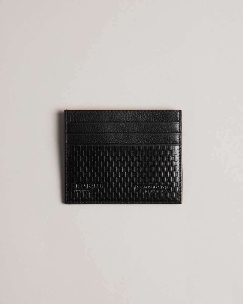 Black Ted Baker Dirk Textured Leather Card Holder | ZA0000341