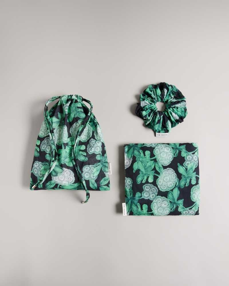 Black Ted Baker Ednarr Beach Sarong and Scrunchie Set | ZA0001201